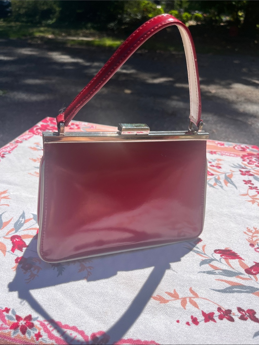 Amanda Smith Red Patent Top-Handle Mini Bag